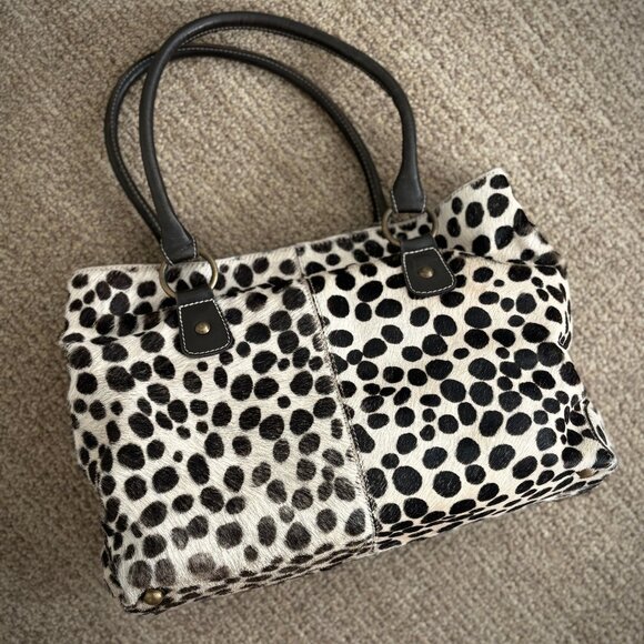 Boden Calf Hair Dalmation Print Leather Satchel - Picture 4 of 16